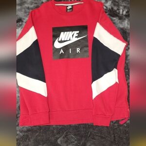 Nike Red and Black Crewneck Sweater With Side Zipper.